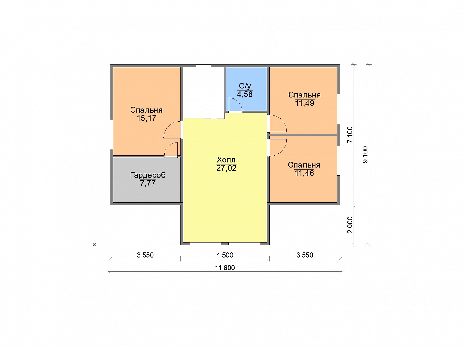 Дом для постоянного проживания 11,6х9,1 по проекту «Руза-2», 191 м²