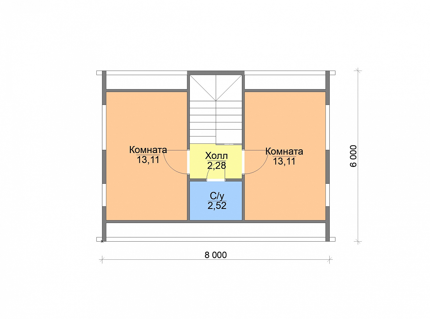 Дом 6х8 по проекту «Барн», 76,7 м²