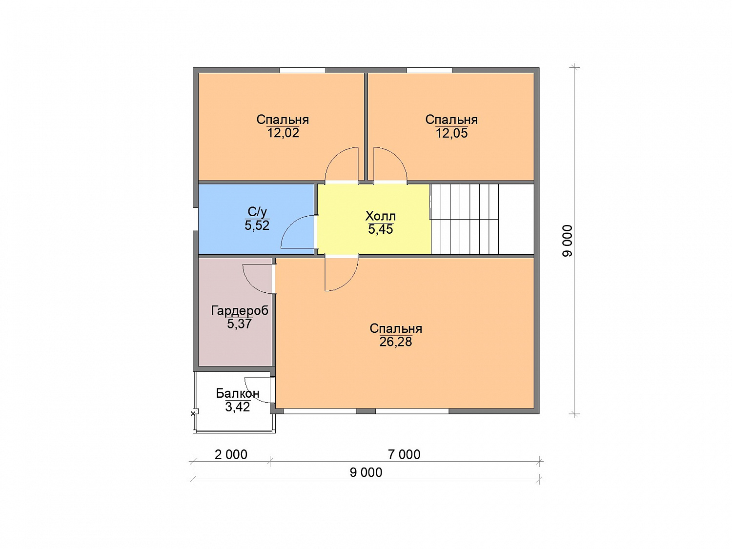 Дом 9,0х12,0 по проекту «Тимба», 149,3м²