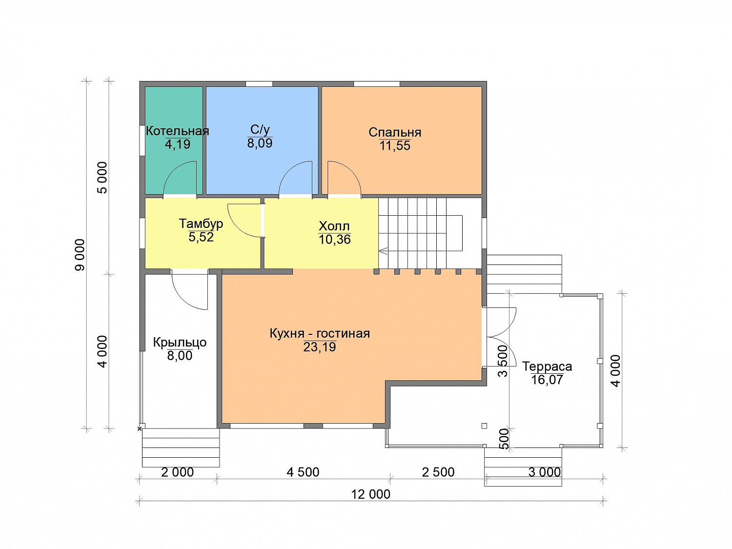 Дом 9,0х12,0 по проекту «Тимба», 149м²