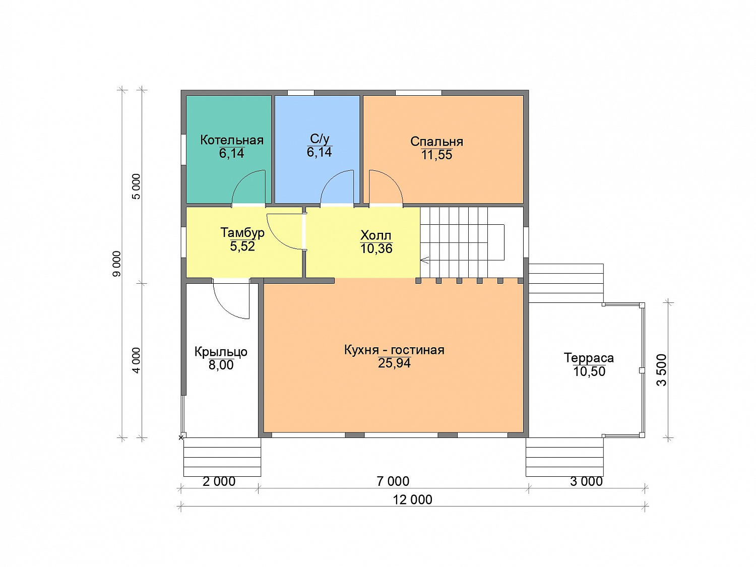 Дом 9,0х12,0 по проекту «Тимба», 149,3м²